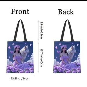Purple Butterfly & Wolf Tote Bag